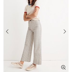 Madewell Wide-Leg Crop Pants in Windowpane Size 28